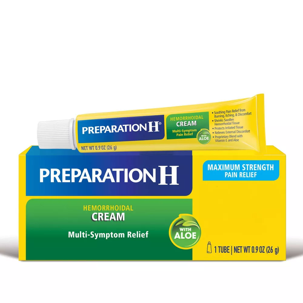 Preparation H Multi Symptoms Relief with Aloe, Hemorrhoidal Cream Tube, 0.9 Oz